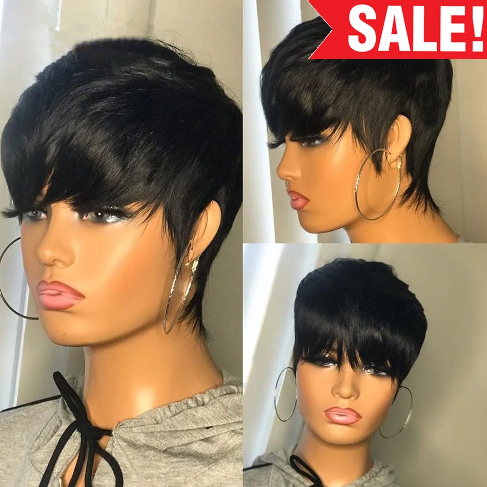 Korte pruiken van echt haar, p - Short Pixie Cut Wig Human Hair Cheap recensie en prijs